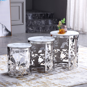 Mới đến Đá Cẩm Thạch Top <span class=keywords><strong>End</strong></span> Bảng đồ nội thất nhà trong nhà <span class=keywords><strong>3</strong></span> miếng Bàn cà phê Bộ - Product Image 5