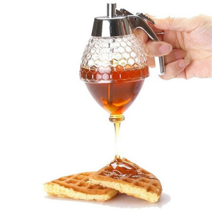 Acrylic <strong>Honey</strong> <strong>Dispenser</strong> With Stand <strong>Honey</strong> Comb Shaped <strong>Honey</strong> Pot, Syrup and Sugar Jar Pot - Product Image 2