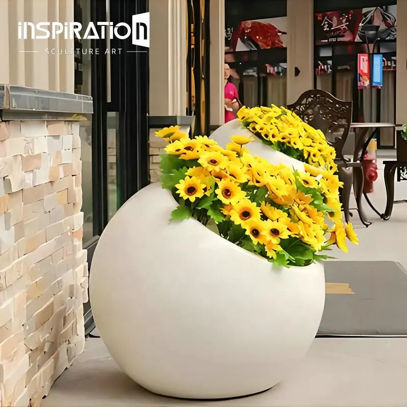 Bouquet for wedding customized hand carved large outdoor garden fiberglass flower pots plant planter for nursery landscape