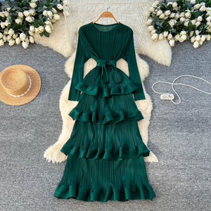 knee length dresses for ladies Farah Floral Layer Pleated Maxi Dress