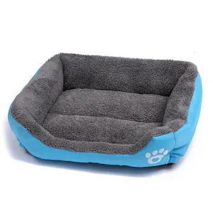 Online Hot Sell Candy Color Machine Washable Warm Pet Bed Dog Cat Sleep Mat Bed With Paw Print