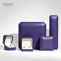 Boîtes à bijoux personnalisées FORTE, anti-poussière, en cuir PU, pour bagues et boucles d'oreilles, avec votre logo