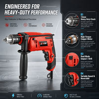 Bor Impak Listrik 600W 0-3000rpm Kecepatan Variabel Chuck Logam Gagang Samping 13mm Beton 25mm Kayu 10mm Baja Bersertifikasi CE GS