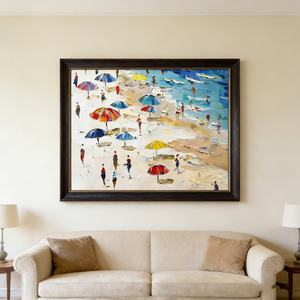 Peinture à l'huile sur toile personnalisée, impressionniste, colorée, sur le thème de la plage, peinte à la main, pour la décoration intérieure de la maison, arts décoratifs - Product Image 4