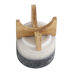 Maceta Redonda con Soporte de Madera para Uso en Interiores y Exteriores, Maceta Decorativa Moderna para Hogar y Patio - Product Image 5