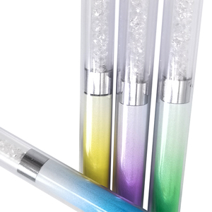 Ensemble de 4 stylos à double tête pour nail art, manches en métal et en bois, pinceaux à poils en nylon dans un sac en PVC pour la manucure - Product Image 3