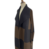 Abaya plissée décontractée en satin polyester patchwork Tianpei personnalisable OEM, col rabattu ouvert sur le devant, robe modeste pour femmes musulmanes