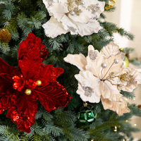 Luxuriöse Goldpulver Künstliche Weihnachtssterne Christbaumschmuck für Weihnachtsbaum Adornos De Navidad Dekoration