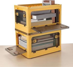 Cajas de almacenamiento de plástico grueso multifunción, contenedores transparentes y visibles, organizador moderno para el hogar, tubos de cubo grandes plegables para juguetes, libros, herramientas - Product Image 3