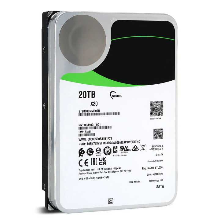 Refurbished Enterprise HDD 20TB Seagate Exos X22 20TB 7200RPM SATA