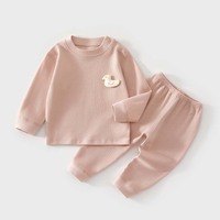 Ensemble de pyjama pour bébé |   Haut à manches chauve-souris en tricot gaufré avec applique animale et pantalon |   Couche de base à col rond |   Coton respirant |   0-5 ans |