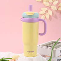 Bouteille isotherme portable personnalisée en acier inoxydable à double paroi avec poignée pour boissons chaudes et froides