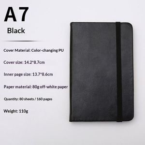 Carnet de notes A7 en cuir personnalisable à couleurs changeantes, spirale, couverture rigide, avec élastique, format mini portable, idéal pour les affaires et les cadeaux. - Product Image 4