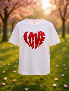 Camiseta de Cuello Redondo con Diseño de Corazón para Mujer, Holgada, Informal, de Manga Corta, con Temática de San Valentín, Lavable a Máquina, Cómoda, de Jersey - Product Image 2