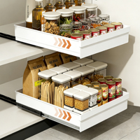 DAYOOH Étagère coulissante extensible pour armoire de cuisine, tiroir de rangement en plastique robuste pour épices