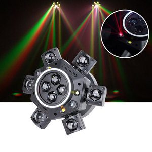 Source de lumière laser <span class=keywords><strong>LED</strong></span> 6 bras Bee Eyes RGBW, <span class=keywords><strong>effet</strong></span> <span class=keywords><strong>stroboscopique</strong></span>, activé par le son, contrôle DMX512, <span class=keywords><strong>ampoule</strong></span> E27, tête mobile pour parc à thème - Product Image 5