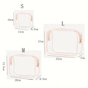 Neceser de Viaje Transparente Impermeable de PVC con Cierre, para Artículos de Aseo, Color Rosa, Tallas S, M, L - Product Image 6