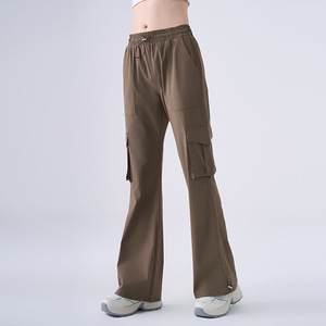 Pantalones Cargo de Pierna Ancha de Secado Rápido para Mujer, Color Gris Claro, con Múltiples Bolsillos, para Fitness, Yoga, Correr, Actividades al Aire Libre, Casuales - Product Image 2
