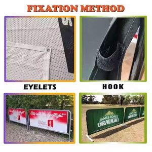 Road Crowd Control Barrier Cover Custom Double Sides Fabric Polyester Mesh Printed Fence Signs Promotion Barricade Covers - Product Image 3