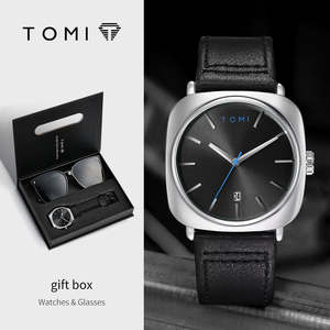 TOMI - Juego de 2 Relojes de Cuarzo para Hombre y Gafas de Sol, Reloj de Pulsera Informal de Moda con Manecillas Luminosas para Uso Diario - Product Image 1