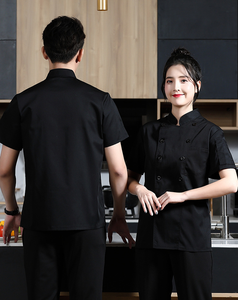 Nouveaux vêtements <span class=keywords><strong>de</strong></span> <span class=keywords><strong>travail</strong></span> du chef Manteau d'hôtel à manches courtes pour hommes Veste <span class=keywords><strong>de</strong></span> chef Uniforme <span class=keywords><strong>de</strong></span> cuisine après dîner pour femmes Logo personnalisé - Product Image 4