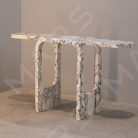 Meuble moderne haut de gamme en marbre Table console de luxe avec dessus en travertin Salon Couloir Coin en pierre Console murale élégante