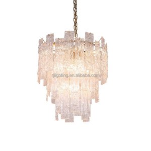 Lámpara de Techo Redonda LED de Estilo Moderno para Sala de Estar, Lámpara de Araña de Cristal de Murano en Cascada Giovanni, para Colocar Sobre la Mesa de Comedor - Product Image 6