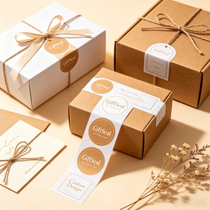 Adhesive <b>Stickers</b> Custom Printed Holographic Effect Box Brand Labels Factory OEM Waterproof Die Cut Round Kraft Paper - Product Image 6