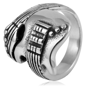 yunnique Men's Stainless Steel Guitar <b>Ring</b> Musical Instrument Design Retro Fashion Jewelry Gift <b>Size</b> Us - Product Image 1