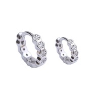 Boucles d'oreilles créoles en argent 925 plaqué or avec moissanite en nid d'abeille, hypoallergéniques, anti-ternissement, cadeau de luxe, vente en gros