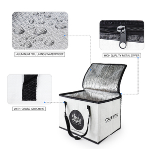 Bolsa Térmica Promocional Desechable Plegable de PP Tejido Laminado Aislante con Espuma de Aluminio EPE Impermeable con Cremallera y Velcro, Totalmente Personalizable - Product Image 6