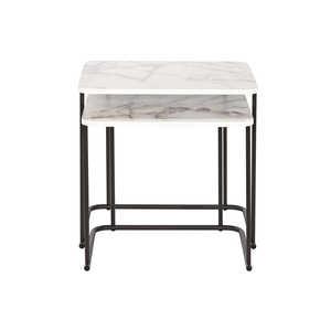 Set Tavolino Ausiliario 2 Pezzi in MDF 51X43X49 Effetto Marmo - Product Image 3