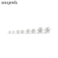 Boucles d'oreilles clous en moissanite serties de griffes plaquées rhodium Souljewel, en argent 925, style classique, pour femmes, hommes, unisexe, pour fiançailles, fêtes, usage quotidien