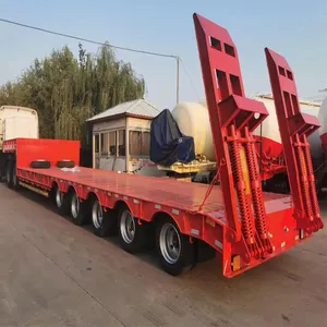 New 40 Ft 3 Axle Low Bed Semi Trailer Transport Heavy Vehicles And Other Heavy Goods Low Bed Semi-Trailer Transporters For Sale