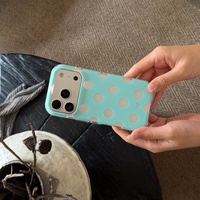NOUVELLE Coque de téléphone IMD mate vert menthe à pois argentés pour iPhone 18 Pro Max 17 Pro 16 15 14 13 – Housse de protection tendance pour filles