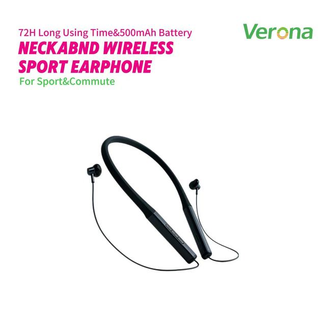 Sleek Black Neckband Headphones Active Noise Cancellation IPX5 Waterproof Ergonomic Wireless Earbuds 3-5 Hours Playtime Physical