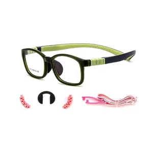 Wholesales TR90 Silicone Square Eyeglasses Frame Flexible Customized Logo Sport Eyeglasses With Elastic Strap For Kids