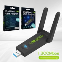 Routeur Wi-Fi USB externe 1300 Mbps sans pilote, signal Wi-Fi double bande 2,4G/5G, récepteur Gigabit pour ordinateurs portables