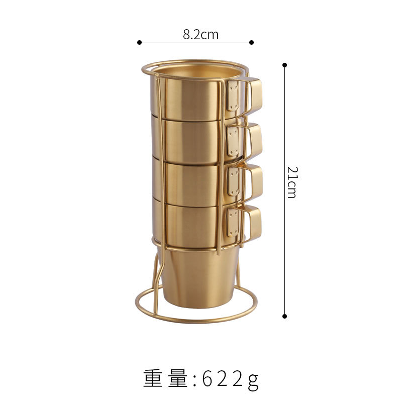 Porte-gobelet pour quatre tasses de 300 ml (or)