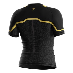 <strong>Black</strong> Golden Rash Guard <strong>Compression</strong> <strong>Shirt</strong> 4 Way Stretch and Sweat Moisture Fabric Part of a Martial Set Essential for BJJ - Product Image 4