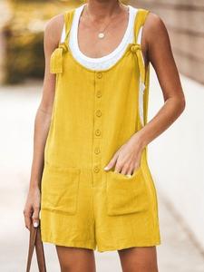<b>Women's</b> Solid Color <b>Jumpsuits</b> with Padded Pockets Straps Comfortable Trousers Summer <b>Casual</b> Sleeveless Overalls Elegant <b>Jumpsuit</b> - Product Image 3