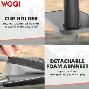 Chaise pliante de camping Woqi avec table latérale et sac isotherme, structure en aluminium, tissu Oxford, chaise de jardin d'extérieur - Product Image 5