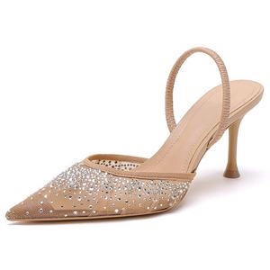 Aumento <span class=keywords><strong>de</strong></span> altura Verano Puntiagudo con cordones Prom Boda PU Tacones Elegante Punta puntiaguda <span class=keywords><strong>Estilo</strong></span> superior Sandalias <span class=keywords><strong>de</strong></span> tacón alto <span class=keywords><strong>de</strong></span> moda - Product Image 1