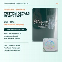 Étiquettes en cristal personnalisées à effet film, forte adhérence, matériau nickel, autocollants de transfert de logo 3D UV pour tasses, bouteilles, emballages