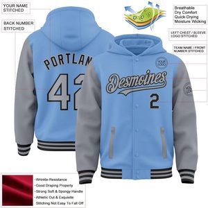 เสื้อแจ็คเก็ตวาร์ซิตี้แบบมีฮู้ด FOXA ผ้าคอตตอนผสม กันลม เสื้อแจ็คเก็ตเบสบอลสำหรับผู้หญิง ไซส์ S-5XL - Product Image 2