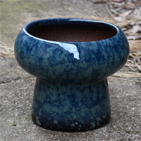 Pot en céramique rustique pour micro-paysage de bureau, boule de mousse, plante verte