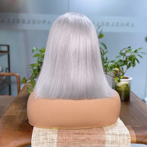 Perruque Bob Grise en <span class=keywords><strong>Cheveux</strong></span> Humains, Perruques Courtes Bob à Dentelle Frontale 13x4, Densité 180%, pour Femmes Noires - Vente en Gros - Product Image 4
