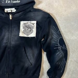 <span class=keywords><strong>Felpa</strong></span> in spugna <span class=keywords><strong>di</strong></span> cotone lavata con cappuccio Unisex personalizzata oversize con Zip <span class=keywords><strong>Spider</strong></span> <span class=keywords><strong>felpa</strong></span> da uomo e da donna con colletto corto e cappuccio - Product Image 3