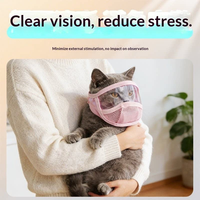 En gros, Masque facial en tissu transparent à grandes bandes pour chat, cache-bouche, masque pour les yeux, anti-morsure, anti-léchage, respirant, couvre-tête