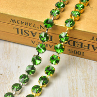 Nouveauté 10/12mm paillettes rondes strass faites à la main chaîne paillettes décoratives cristal passementerie avec base or ou argent